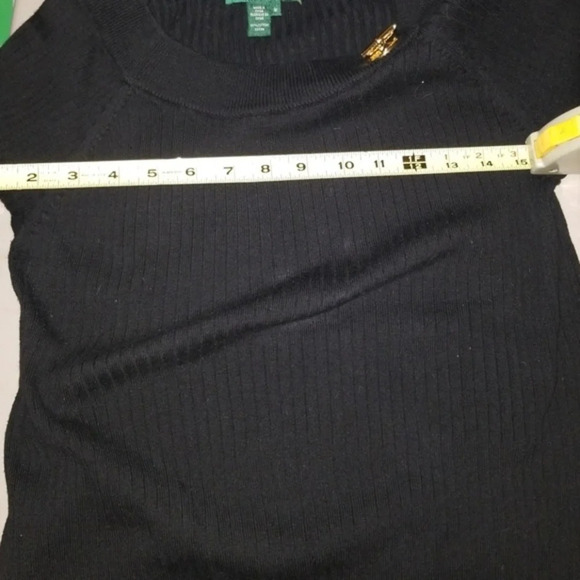 Lauren Ralph Lauren black  ribbed‎ tee M - Picture 5 of 7